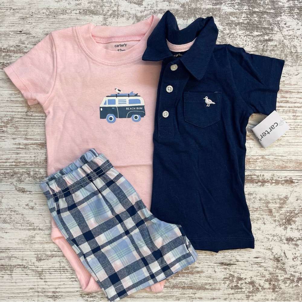 NWT 3pc Carter's Baby Outfit Set Navy